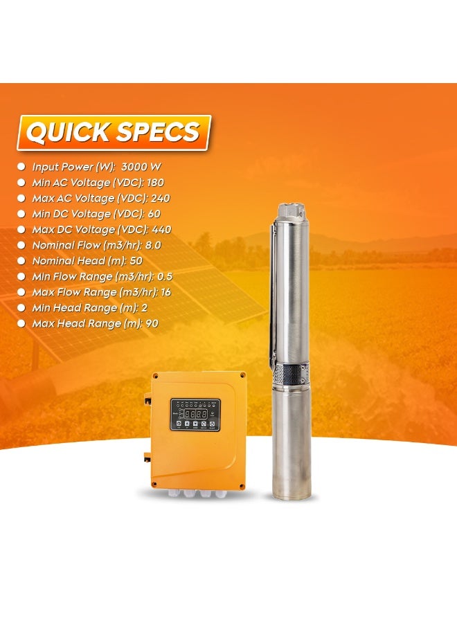 Maxima Solar Water Pump SPW8-9P-X-3K AC/DC – High Efficiency 3kW Solar Pump for Agriculture, Irrigation, Borewell & Water Supply Applications - Image 3